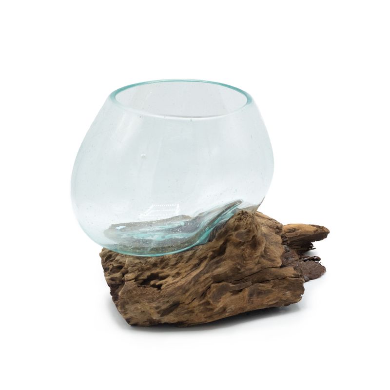 Gesmolten Glas op Houten Stronk - Medium Kom