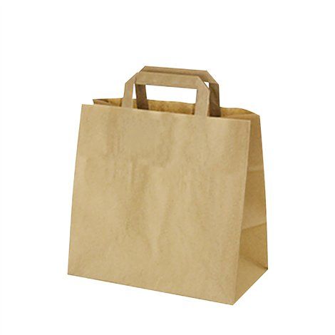 Kleine Kraft papieren zak - Platte Handvatten (320 x 220 x 250 mm)