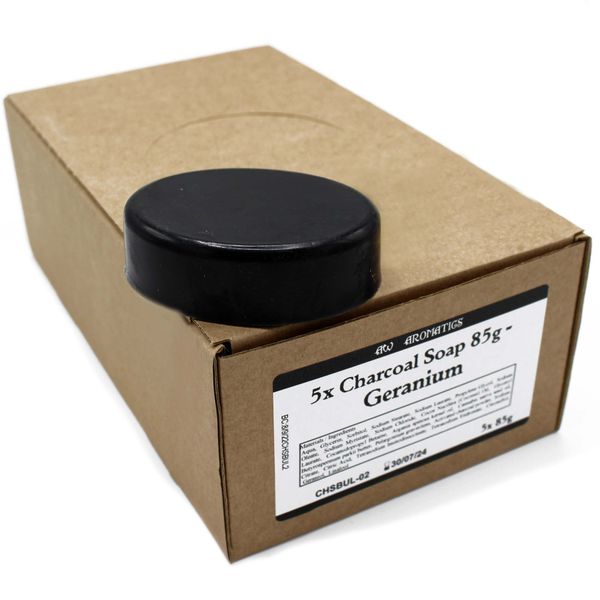 Houtskool Zeep 85g - Geranium - Wit label