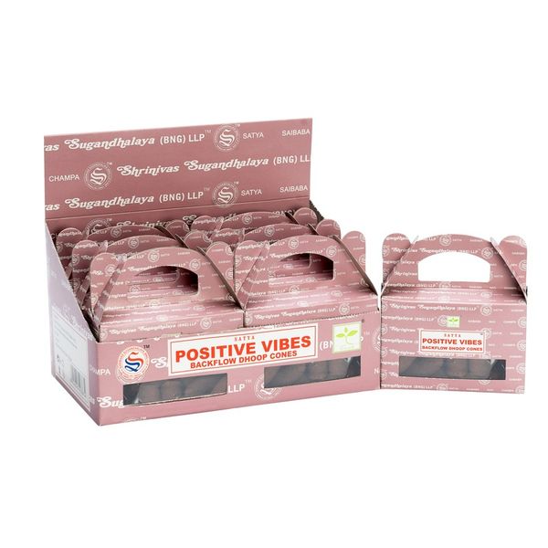 Doos met 24 stuks Satya Positive Vibes Backflow Dhoop Cones