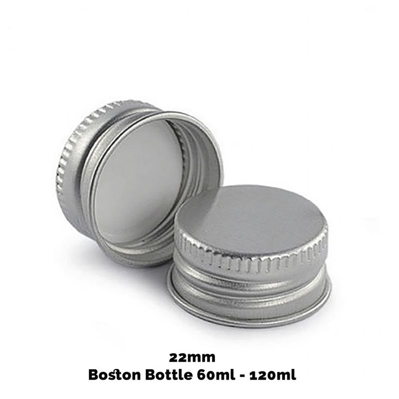 Dop voor Amber Boston Fles (120ml) - Aluminium Zilver 22mm
