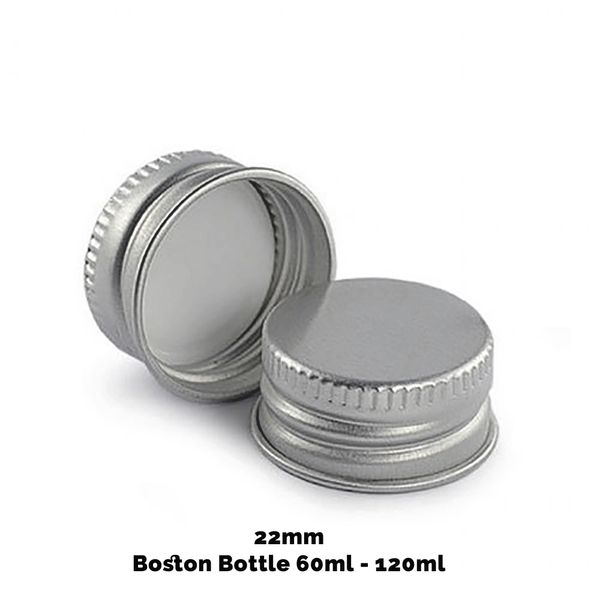 Dop voor Amber Boston Fles (120ml) - Aluminium Zilver 22mm