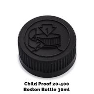 Kindveilige Dop voor Amber Boston Fles 20mm (voor 30ml - 60ml) - Zwart Plastic