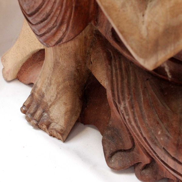 Hand Carved Buddha Statue - 30cm Thinking - Damaged