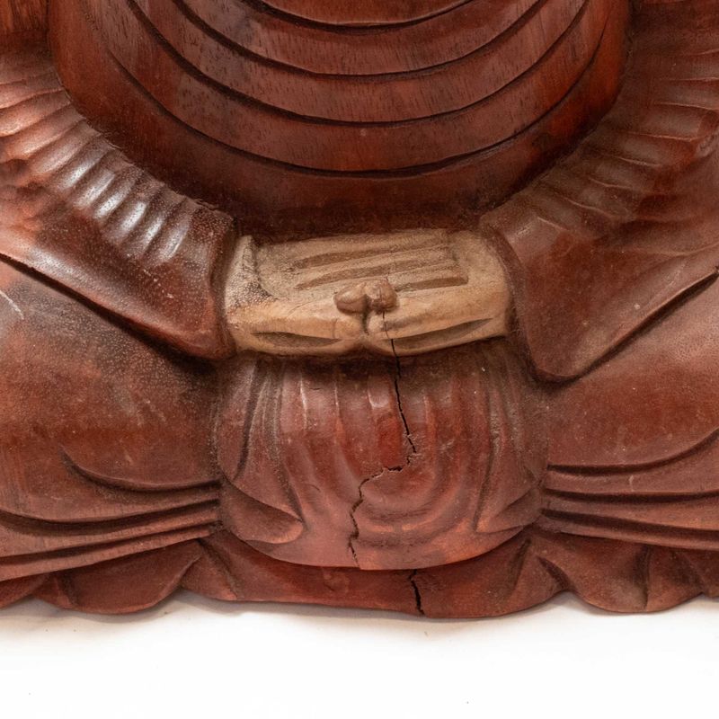 Hand Carved Buddha Statue - 40cm Meditation - Damaged