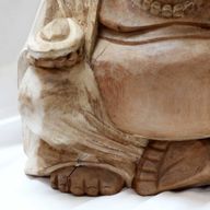 Hand Carved Buddha Statue - 30cm Happy - Whitewash - Damaged