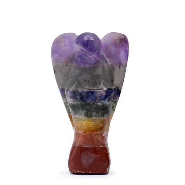 Mini Handgesneden Edelsteen Engel - Zeven Chakra Gebonden (ca. 3,5 cm)