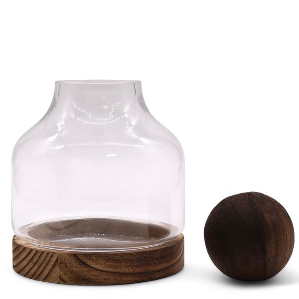 Medium Bol Top Terrarium op Donker Tung Hout - 17x22cm