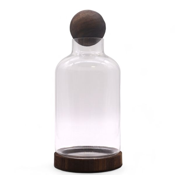 Groot Bol Top Terrarium op Donker Tung Hout - 16x32cm