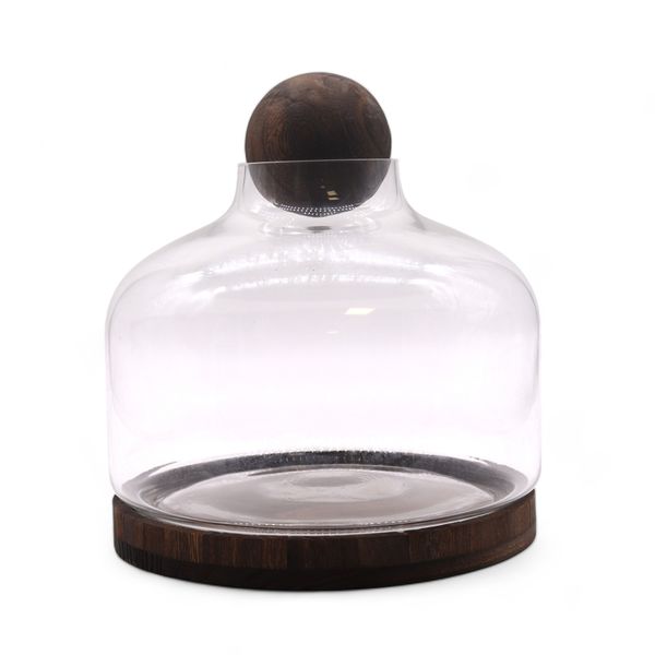 Ex-Large Bol Top Terrarium op Donker Tung Hout - 23x23cm
