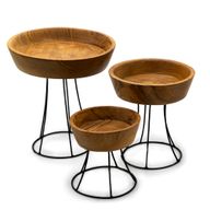 Set van 3 Verhoogde Teakhouten Schalen