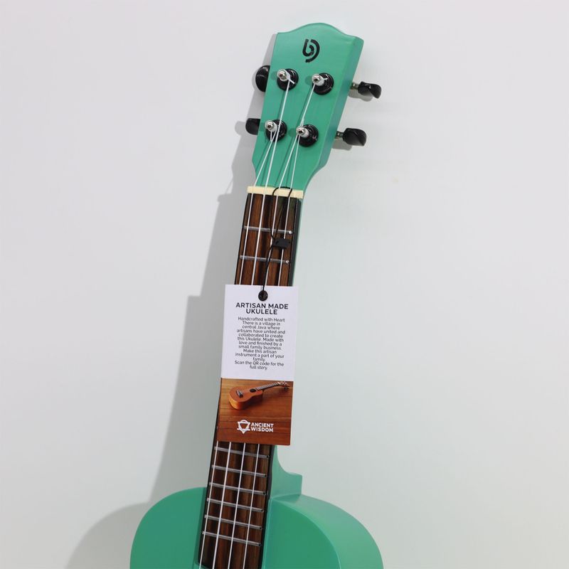 Ambachtelijk Gemaakte Ukelele - Turquoise Afwerking (4 Snaren)