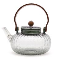 Glazen Infusie Theepot - Antraciet Geribbelde Parel - 950ml