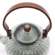 Glazen Infusie Theepot - Antraciet Geribbelde Parel - 950ml