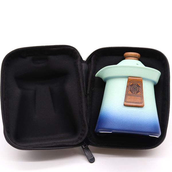 Tempel Theepot Set & Drie Kopjes - Blauwe Hemel