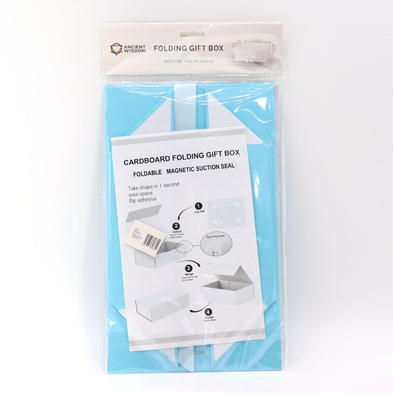 Plat Verpakte Cadeaubox - Medium Vierkant.(20x18.2x8cm) - Babyblauw