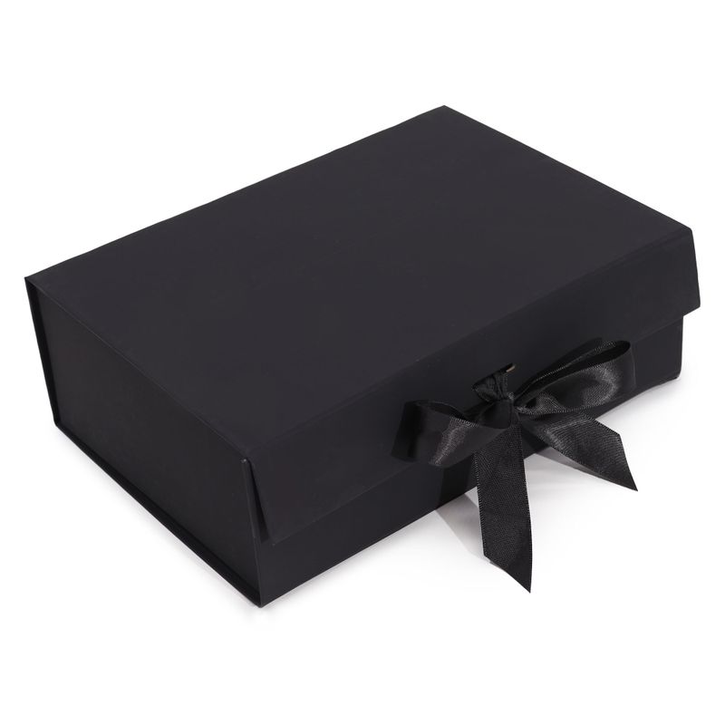 Plat Verpakte Cadeaubox - Groot (28.2x20.2x9.2cm) - Zwart
