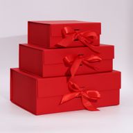Plat Verpakte Cadeaubox - Medium Vierkant. (20x18.2x8cm) - Rood