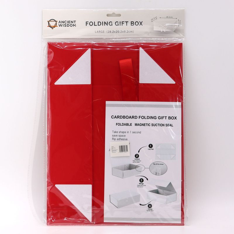 Plat Verpakte Cadeaubox - Groot (28.2x20.2x9.2cm) - Rood