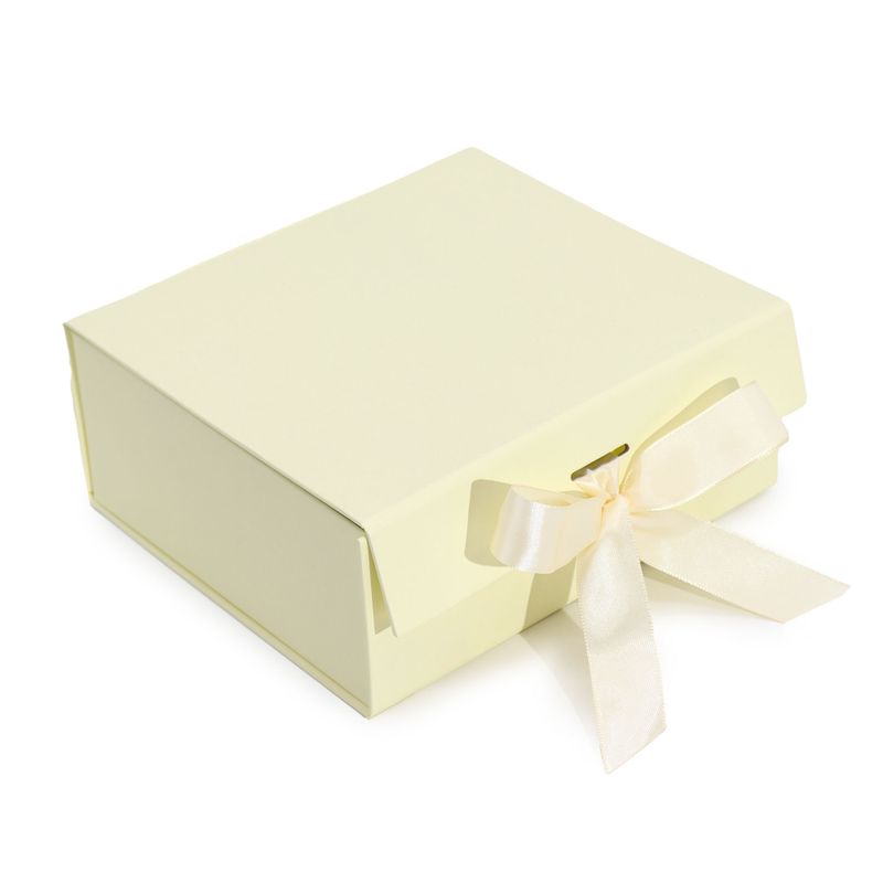 Plat Verpakte Cadeaubox - Medium Vierkant (20x18.2x8cm) - Ivoor