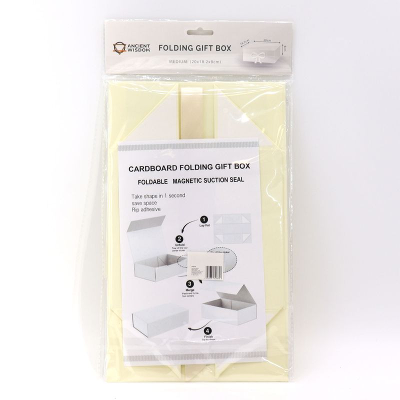 Plat Verpakte Cadeaubox - Medium Vierkant (20x18.2x8cm) - Ivoor