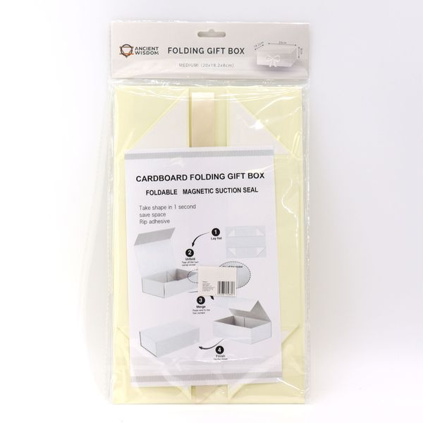 Plat Verpakte Cadeaubox - Medium Vierkant (20x18.2x8cm) - Ivoor