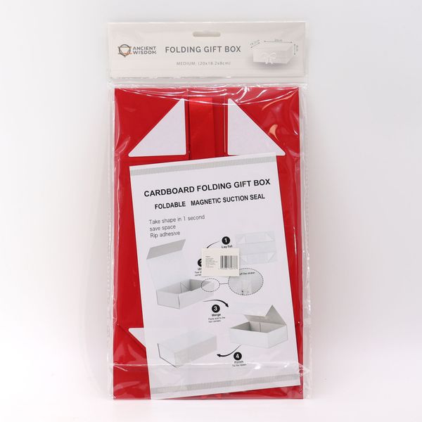 Plat Verpakte Cadeaubox - Medium Vierkant. (20x18.2x8cm) - Rood