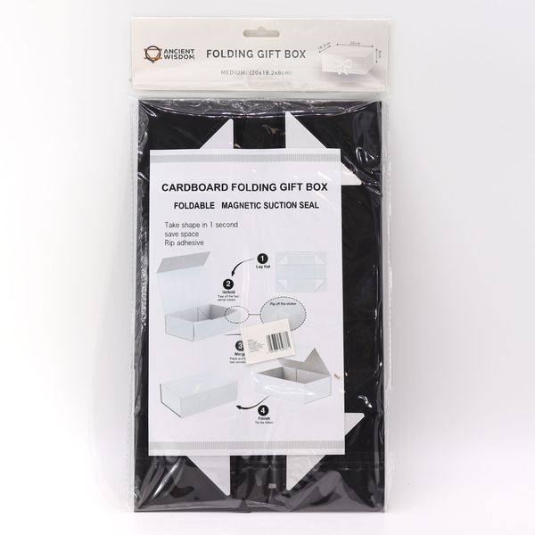 Plat Verpakte Cadeaubox - Medium Vierkant.(20x18.2x8cm) - Zwart