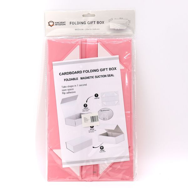 Plat Verpakte Cadeaubox - Medium Vierkant. (20x18.2x8cm) - Roze