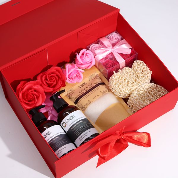 Plat Verpakte Cadeaubox - Extra Groot (33x25x12cm) - Rood