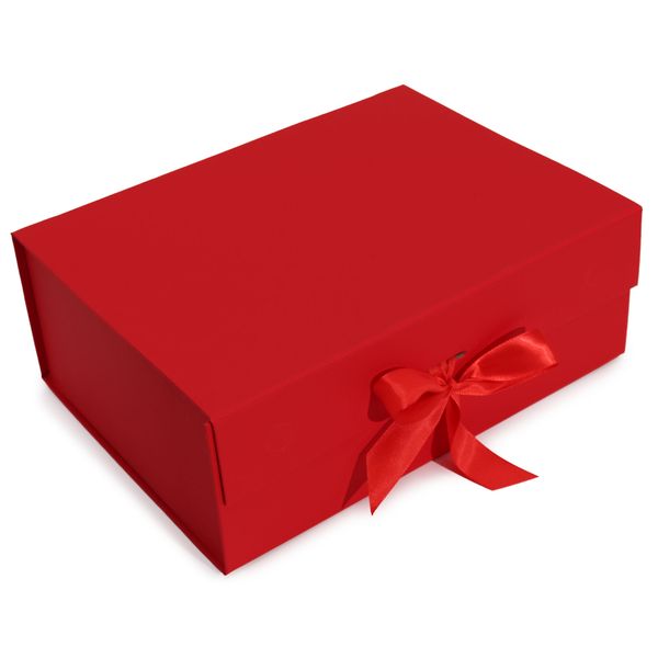 Plat Verpakte Cadeaubox - Extra Groot (33x25x12cm) - Rood