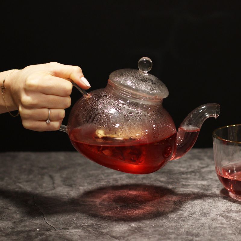 Glazen Infusie Theepot - Ronde Parel - 800ml