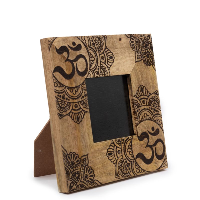 Kleine Mangohouten Fotolijst (voor 10x15cm) 20x20x2cm - Mandala - Zwart