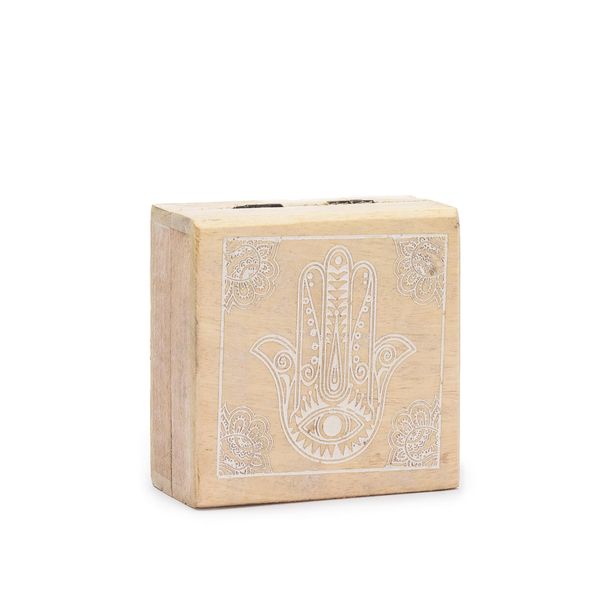 Kleine Vierkante Doos 10x10x4,2 cm - Hamsa Whitewash
