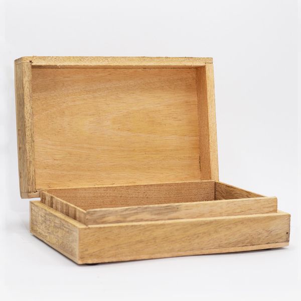 Grote Rechthoekige Doos 21,5x14x6,3 cm - Boeddhahoofd Whitewash