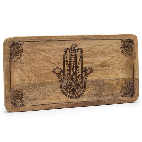 Lange Tray 30x15x2,5 cm - Hamsa Design Zwart Gegraveerd