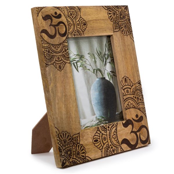 Grote Mangohouten Fotolijst (voor 13x18cm) 28x23x2cm - Mandala - Zwart