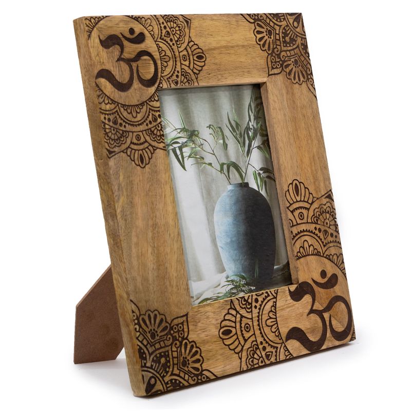 Grote Mangohouten Fotolijst (voor 13x18cm) 28x23x2cm - Mandala - Zwart