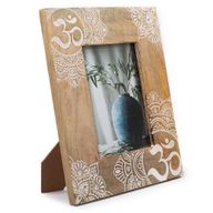 Grote Mangohouten Fotolijst (voor 13x18cm) 28x23x2cm - Mandala - Wit