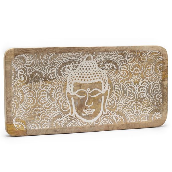 Lange Tray 30x15x2,5 cm - Boeddhahoofd Whitewash
