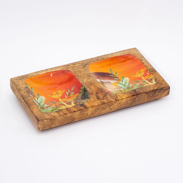 Dubbel Sieradenbakje 20x10x2.5cm - Paddenstoel Design Kastanjebruin