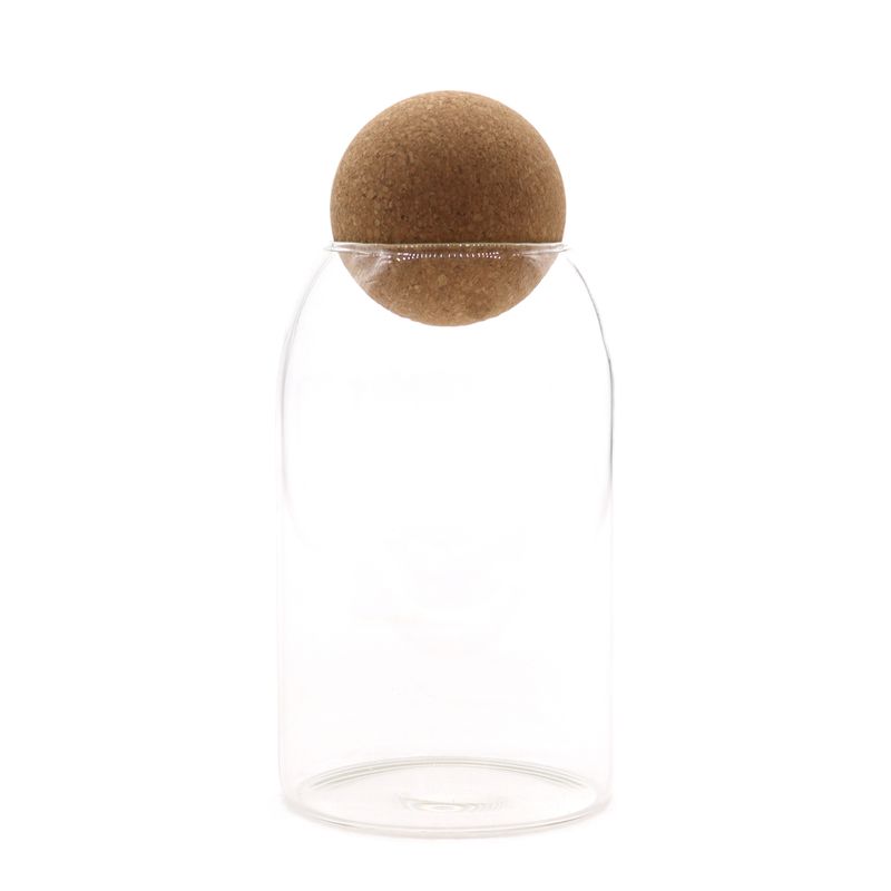 Cottage Kurkballetje Glazen Pot - Helder - 15cm
