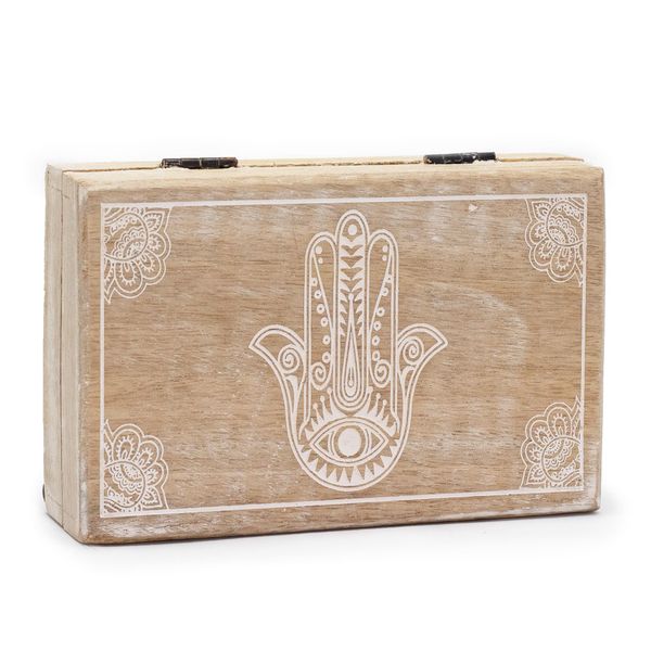 Grote Rechthoekige Doos 21,5x14x6,3 cm - Hamsa Whitewash