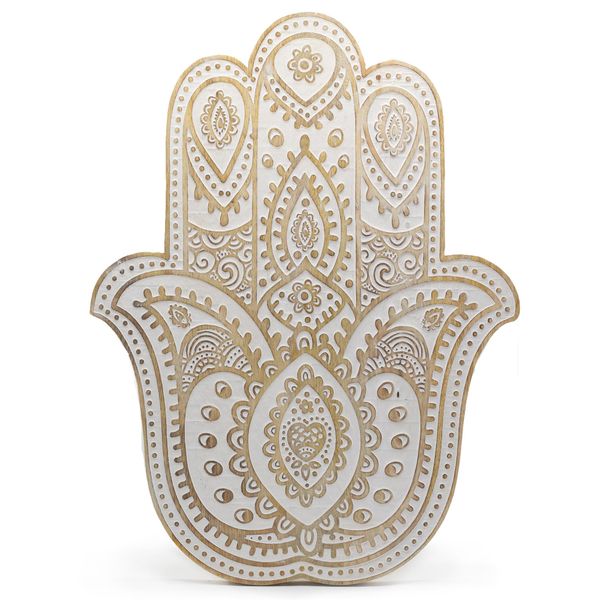 Mangohout Hamsa Wandplaquette – Whitewash