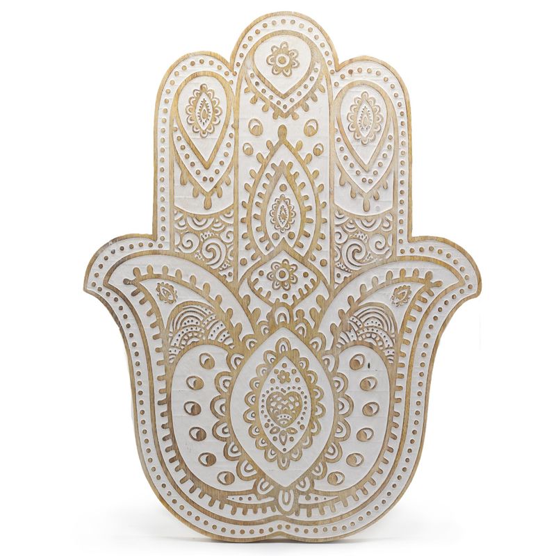 Mangohout Hamsa Wandplaquette – Whitewash