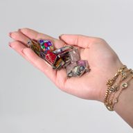 Staal omhulde Hanger Diamanten - 12 Assorted Edelsteen Chips & Schelpen
