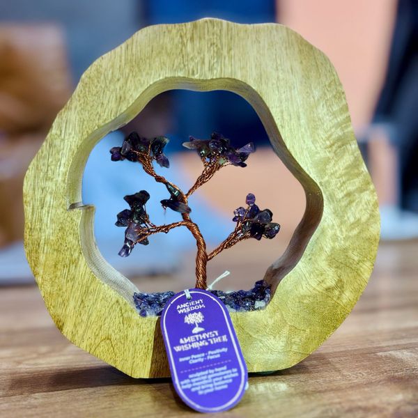 Boomtuin Edelsteen - Mango Houten Ring - Amethist - 60 steentjes