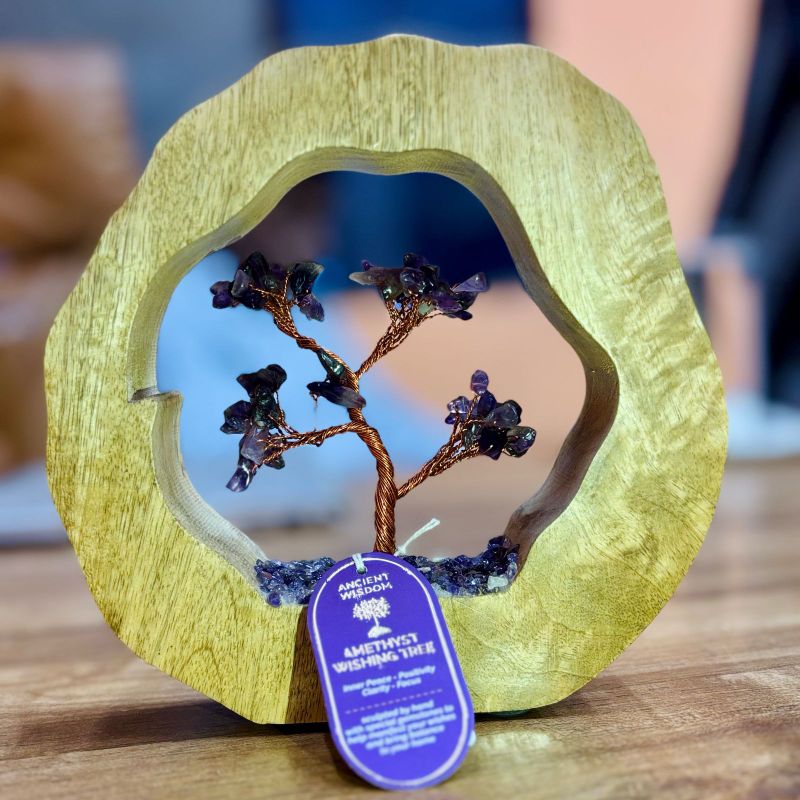 Boomtuin Edelsteen - Mango Houten Ring - Amethist - 60 steentjes