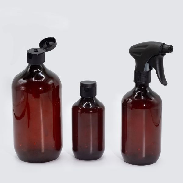 1000 ml Bruine Plastic Boston Fles – Zonder Dop