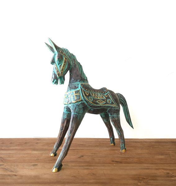 Medium Goud & Turkoois Paard 25 cm